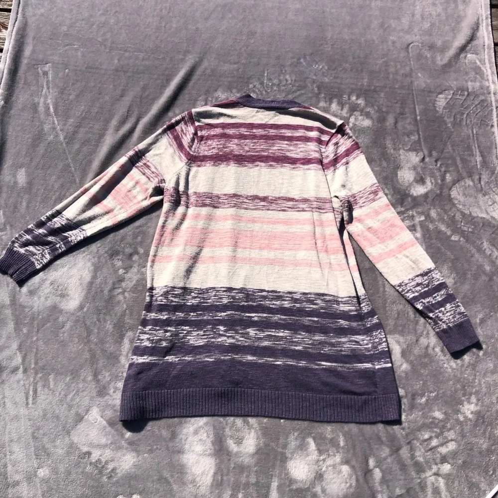 Torrid Cardigan Sweater Womens Size 2 2X Striped Gray Purple Long Sleeve